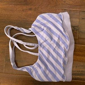 Purple stripped Lululemon sports bra